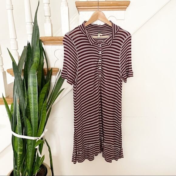 We the Free by Free People Mulberry Combo Striped Henley Top Size XS - Picture 2 of 8